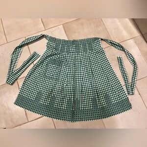 Vintage green gingham check apron